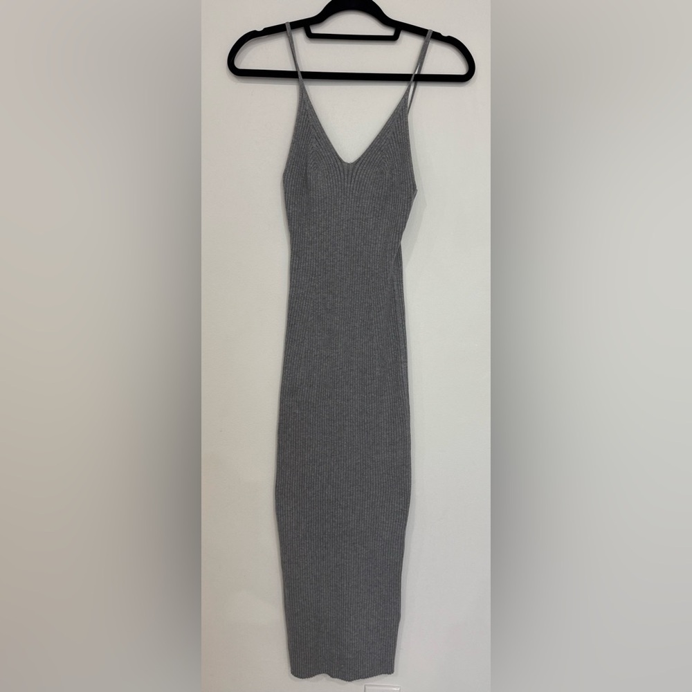 Gray Sleeveless ribbed Dress